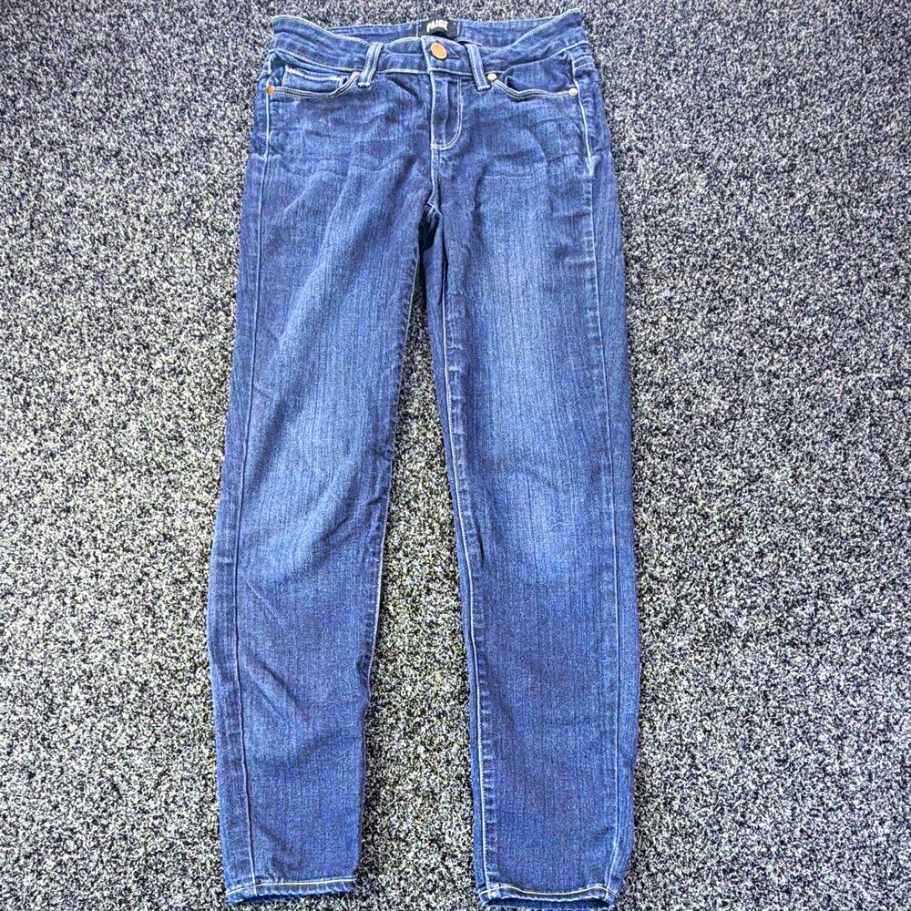 PAIGE Women’s Dark Wash Blue Skinny Jeans Mid Rise Stretch 5-Pocket Ankle 26